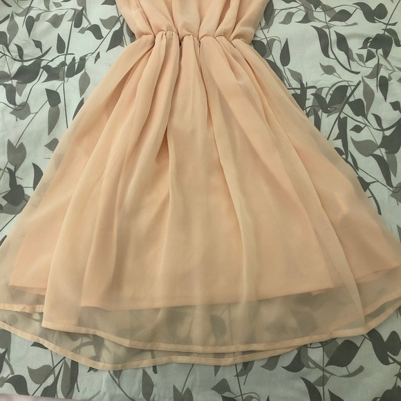 Pink dress w/ black beaded design on shoulders - Picture 4 of 7